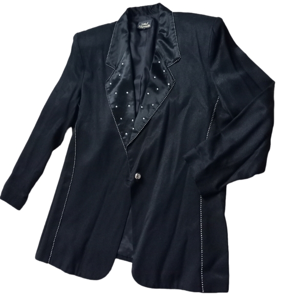 Vital Elements Black Rhinestone Luxury Blazer – Sz 14 - Picture 11 of 13